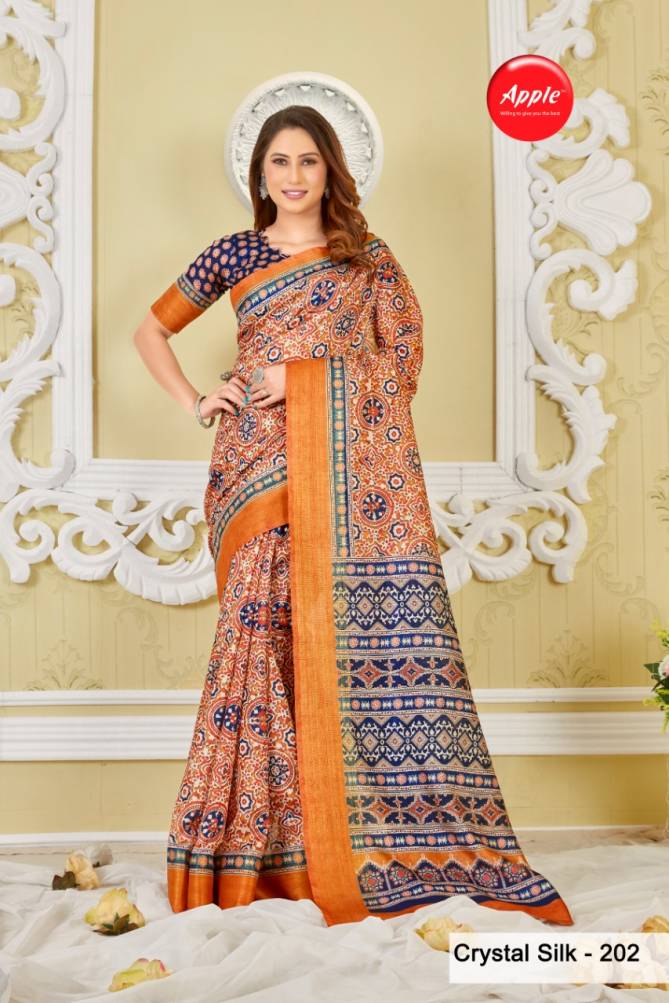 Apple Crystal Silk 2 New Exclusive Wear Cotton Printed Designer Saree Collection
